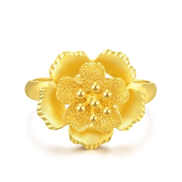 Elegant 24K Gold Flower Ring for Women by Chow Sang Sang