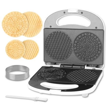 SugarWhisk Mini Pizzelle Maker with 3" Cutter - Perfect for Parties & Desserts
