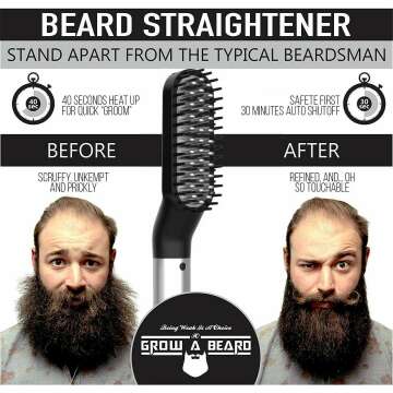 Beard Grooming Kit: Growth, Wash, & Straightener Set
