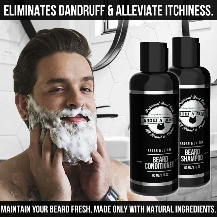 Beard Grooming Kit: Growth, Wash, & Straightener Set