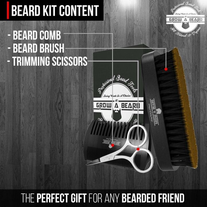 Beard Grooming Kit: Growth, Wash, & Straightener Set