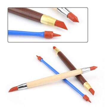 3 Pcs/set Clay Shaping Tools Silicon Polymer Head Pottery Clay Sculpting Modeling Pen Removing Trace...