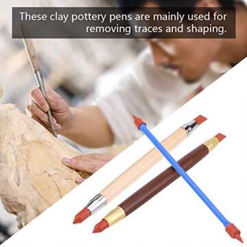 3 Pcs/set Clay Shaping Tools Silicon Polymer Head Pottery Clay Sculpting Modeling Pen Removing Traces DIY Tool