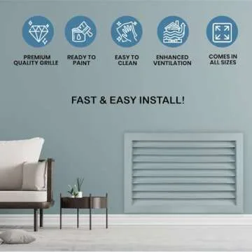 Worth Home Products - 16 Wide x 16 High Decorative AC Return Grille for Walls Only - Wood Louvered D...