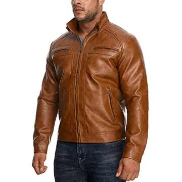 Stylish HOOD CREW Men's Faux Leather Motorcycle Jacket