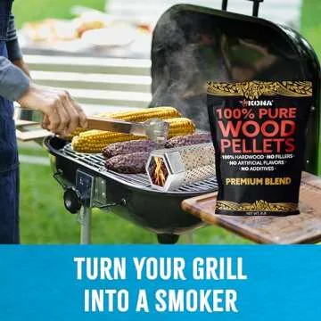 Kona Wood Smoker Tube & Smoking Pellets Set - Hot & Cold Smoke for Charcoal, Electric, Gas & All BBQ...