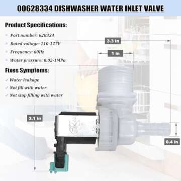 00628334 Dishwasher Water Inlet Valve 10023852 for Bosch/Thermador Dishwasher Water Valve Replacemen...