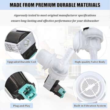 00628334 Dishwasher Water Inlet Valve 10023852 for Bosch/Thermador Dishwasher Water Valve Replacement Parts 33199023, 628334, 9000655808