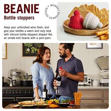Beanie Cap Decorative Silicone Bottle Stopper in a Gift Box, Set of Two, Novelty Cork, Beverage and ...