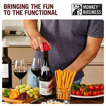 Beanie Cap Decorative Silicone Bottle Stopper in a Gift Box, Set of Two, Novelty Cork, Beverage and Wine Keeper, Champagne Bottle stoppers (Red & Grey)