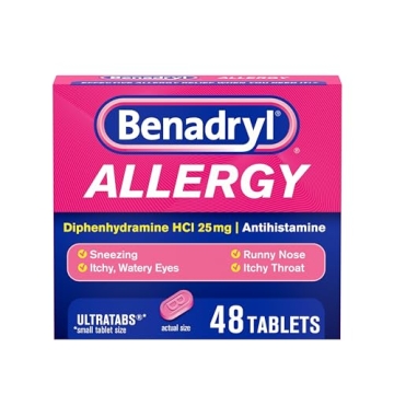 Benadryl Ultratabs 25mg - Fast Allergy & Cold Relief, 48 Tablets