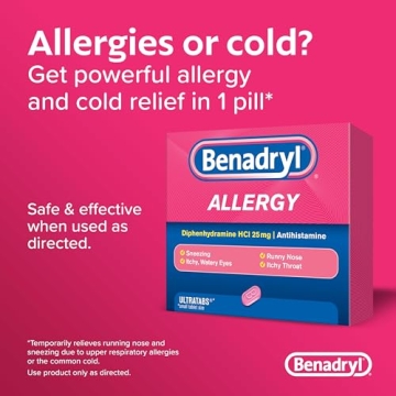 Benadryl Ultratabs 25mg Allergy Cold Relief 48 Tablets