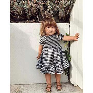 MERSARIPHY Toddler Baby Girl Dress Cotton Linen Baby Dress Sleeveless Sundress Girls Summer Clothes (Khaki Plaid, 2-3 Years)