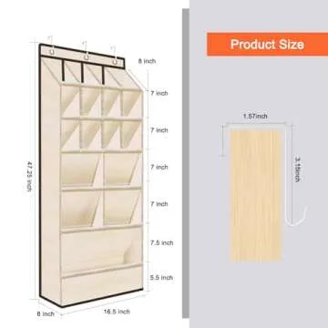 YOKMIVEM Over the Door Shoe Organizers with Large Pocket, Hanging Shoe Rack Back of Door, Shoe Holder for Closet Storage Shoe Rack, Dorm and Narrow Shoe Rack up to 20+ Pairs Shoes