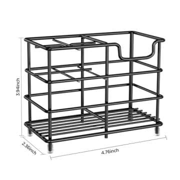 HBlife Small Toothbrush Holder for Bathroom, 5 Slots Black Stainless Steel Bathroom Accessories Organizer for Small Spaces