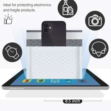 UCGOU Bubble Mailers 8.5x12 Inch White 25 Pack Usable Size 8.5x11 Poly Padded Envelopes #2 Medium Mailing Opaque Packaging Postal Self Seal Waterproof Boutique Shipping Bags for Clothes Makeup