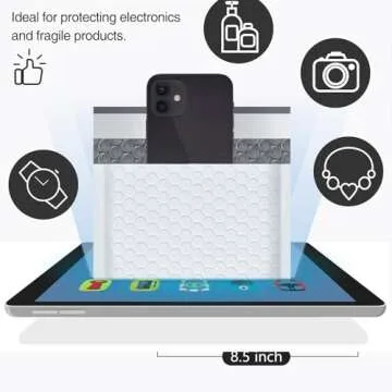 UCGOU Bubble Mailers 8.5x12 Inch White 25 Pack Usable Size 8.5x11 Poly Padded Envelopes #2 Medium Mailing Opaque Packaging Postal Self Seal Waterproof Boutique Shipping Bags for Clothes Makeup