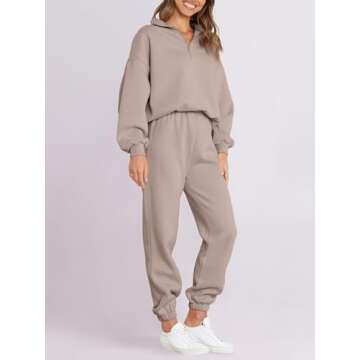 ANRABESS Women 2 Piece Outfits Sweatsuit Oversized Half Zip Sweatshirt Jogger Sweatpants Tracksuit Lounge Set 2024 Clothes Medium