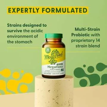 MegaFood MegaFlora Probiotic - Probiotics for Women & Men - Probiotics for Digestive Health & Immune Support - 20 Billion CFU - 14 Strains - Non-GMO - Vegan - Made Without 9 Food Allergens - 60 Caps