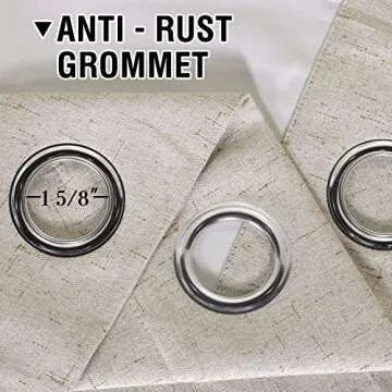 H.VERSAILTEX Linen 100% Blackout Curtains for Bedroom Full Light Blocking Curtains, Textured Window Curtains for Living Room 84 inch Grommet, Energy Efficient Curtains White Liner(2 Panels, Natural)