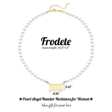 Gold Angel Number Necklace for Women,Pearl Choker Necklace 111 222 333 444 555 777 888 999 Pendant L...