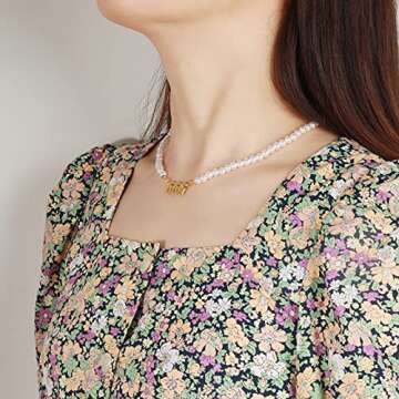 Gold Angel Number Necklace for Women,Pearl Choker Necklace 111 222 333 444 555 777 888 999 Pendant Lucky Number Choker Jewelry Gold Plated Dainty Pendants Choker for Women(0)