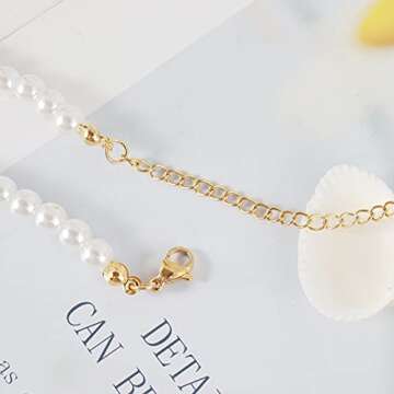 Gold Angel Number Necklace for Women,Pearl Choker Necklace 111 222 333 444 555 777 888 999 Pendant Lucky Number Choker Jewelry Gold Plated Dainty Pendants Choker for Women(0)