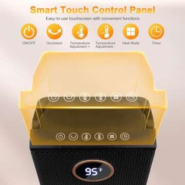Space Heater, 1500W Portable Electric Space Heaters indoor with Thermostat, LED Display, 70° Oscillation, 12H Timer, PTC Fast Heating Ceramic Heater, Safety Protection, Remote for Office Bedroom Home
