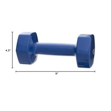 Amazon Basics Vinyl Coated Dumbbell Hand Weights, 12 Pounds, Pair, Blue
