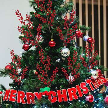 Sggvecsy 6 Pack Artificial Red Berry Stems for Festive Decor