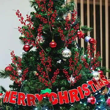 Sggvecsy 6 Pack Artificial Red Berry Stems for Festive Decor