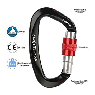 XINDA Heavy Duty Screwgate Locking Carabiner Set - 5 Pcs for Outdoor Enthusiasts