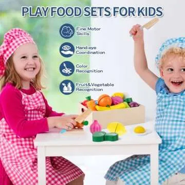 32 Pcs Wooden Play Food Set for Fun and Learning