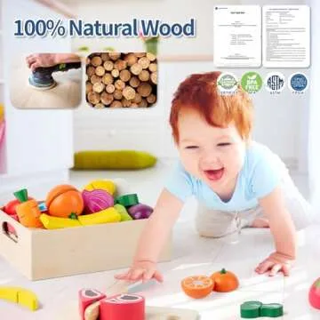 32 Pcs Wooden Play Food Set for Fun and Learning