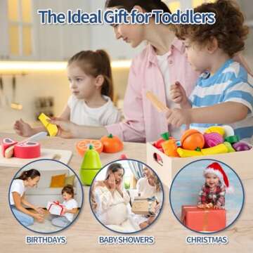 32 Pcs Wooden Play Food Set for Fun and Learning