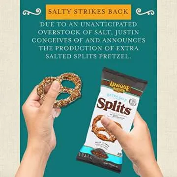 Unique Snacks Extra Salt Splits Pretzels, Original Split-Open Pretzels, Delicious Homestyle Baked Snack Bag, OU Kosher, and Non-GMO Food, No Artificial Flavor, 11 Oz. Bag, Pack of 12