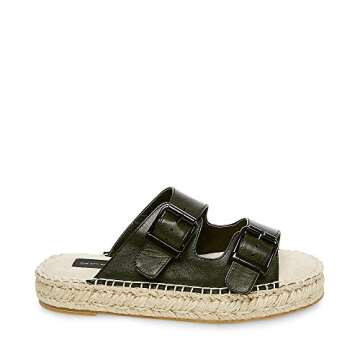 STEVEN by Steve Madden Lapis Flat Sandal in Black Leather