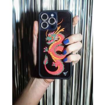 Wildflower Cases - Year of The Dragon Case, Compatible with Apple iPhone 15 Plus | Green, Chinese New Year, Trendy - Protective Black Bumper, 4ft Drop Test Certified, Women Owned Small Business
