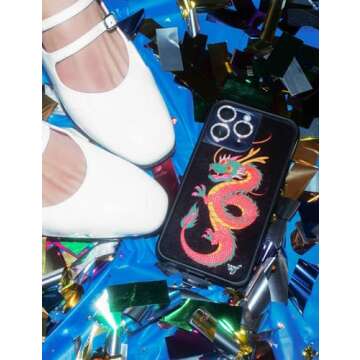 Wildflower Cases - Year of The Dragon Case, Compatible with Apple iPhone 15 Plus | Green, Chinese New Year, Trendy - Protective Black Bumper, 4ft Drop Test Certified, Women Owned Small Business