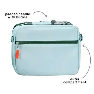 uninni Mint Insulated Lunch box for Kids - Age 3+ with Leak-Resistant Storage, Mesh Pocket, Removable Divider for Snacks, Sandwiches and Drinks, BPA-Free Food-Grade lunch bag kids, Girls and Boys