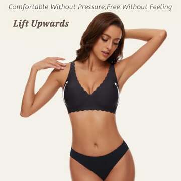 Quttlzze Deep V Petal Bras for Women No Underwire Soft Wireless Bras Comfort Seamless Bralettes with...