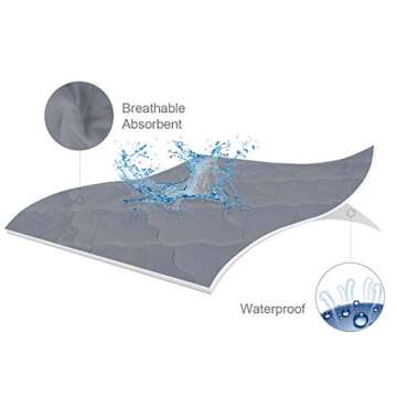 Pack and Play Sheets Mattress Pad Protector Fitted Waterproof Pack and Play Mattress Cover, Compatible with Graco Pack n Play & Dream On Me & Pamo Babe, Playpen/Playard Sheet Quilted, Gray, 39" x 27"