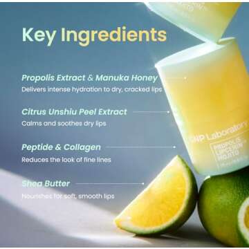 CNP Honey Lip Butter - Propolis Lipcerin™ Lime, Hydrating Overnight Manuka Lip Balm & Mask, 12hrs Long-lasting Moisture, Gifts for Women, Korean Skin Care, 0.5 fl.oz.