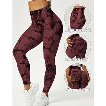 VOYJOY Seamless Leggings for Women High Waist Yoga Pants Scrunch Butt Lifting Elastic Tights Red Brown
