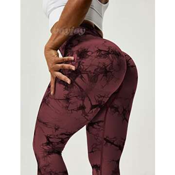 VOYJOY Seamless Leggings for Women High Waist Yoga Pants Scrunch Butt Lifting Elastic Tights Red Brown