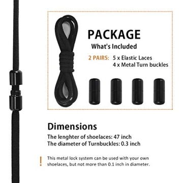 anan520 Elastic No Tie Shoe Laces For All Ages - 2 Pairs