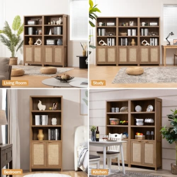 SICOTAS 5-Tier Boho Style Bookcase with Doors