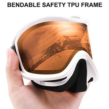 JULI Ski Goggle/Snow Snowboard Goggles for Men, Women & Youth - 100% UV Protection Anti-Fog Dual Lens(White Frame+35% VLT Citrus Orange Len)