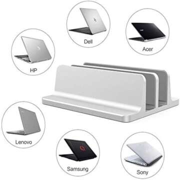 Universal Laptop Vertical Stand - Adjustable Dual Desktop Holder for Laptops up to 17.3 Inches