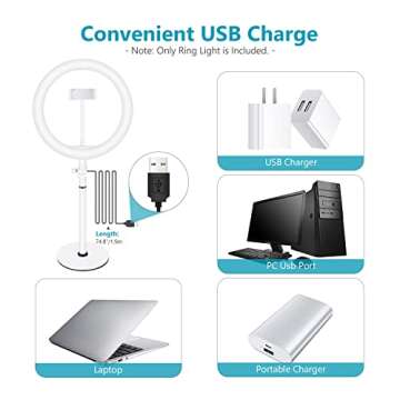 Neewer Selfie Ring Light for Laptop Computer, 10" Dimmable Desktop LED Circle Light with Stand/Phone Holder/3 Light Modes for Video Conference/Webcam Chat/Makeup/Live Stream/Selfie (White)